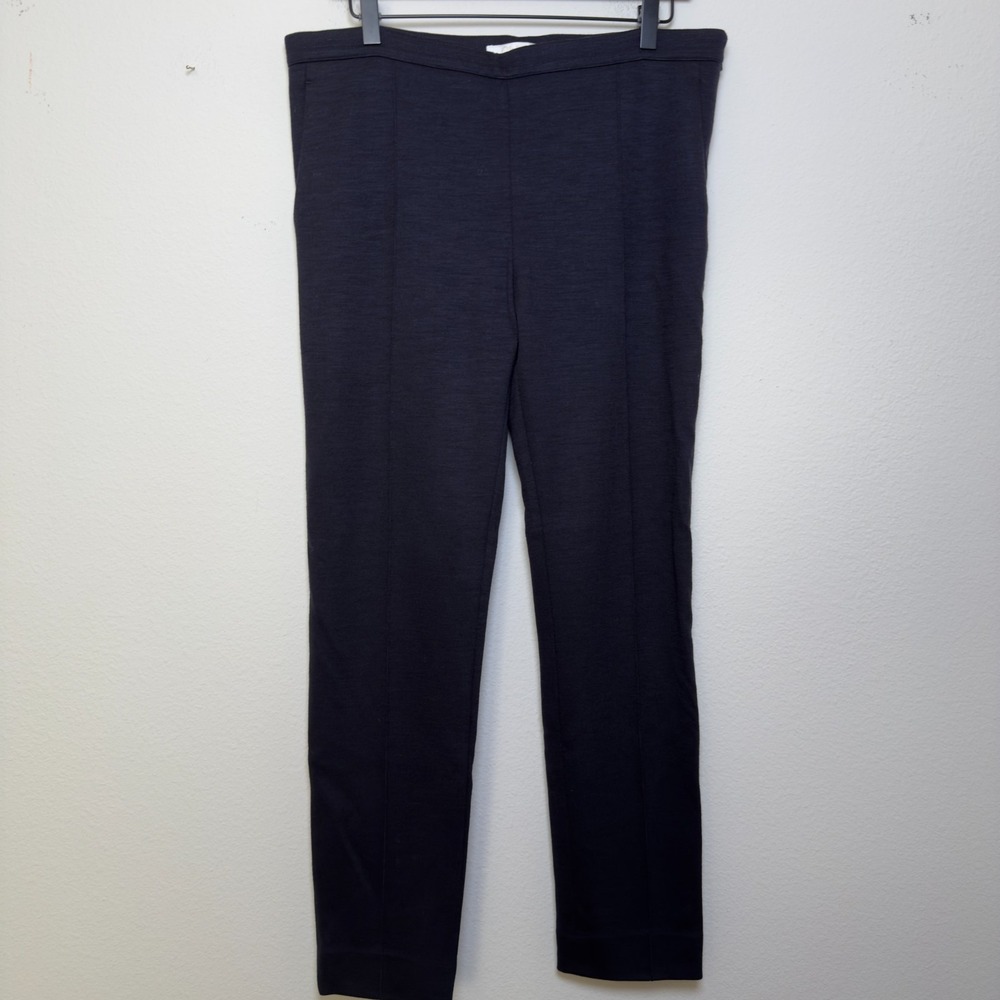 Chloe Women 42 Virgin Wool Silk Trouser Pants XL Dark Navy Pinstripe Office